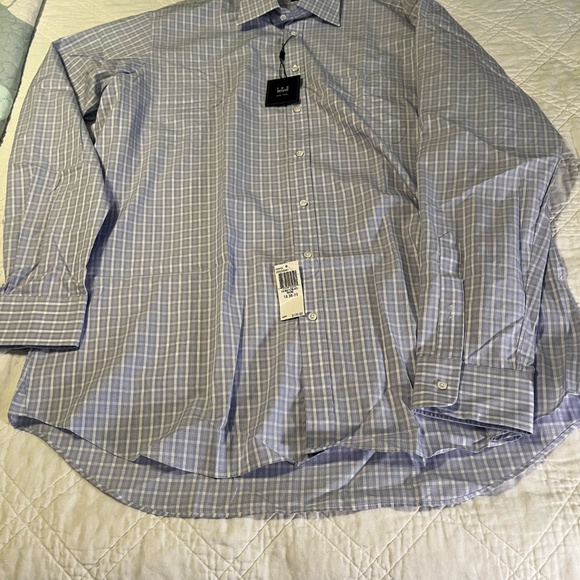 Ike Behar Men's Button Down 100% Cotton Shirt Azure Tall 18 38-39 MSRP $175 NWT - Picture 6 of 9